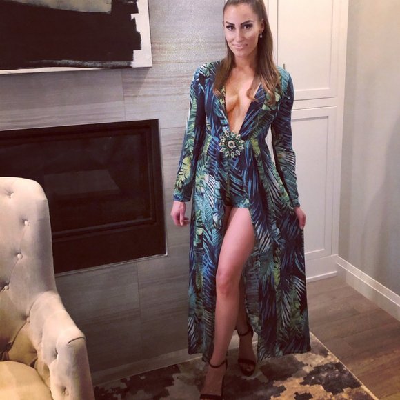 Fashion Nova Dresses & Skirts - Jennifer Lopez Tropical Palm Leaf Green Dress
